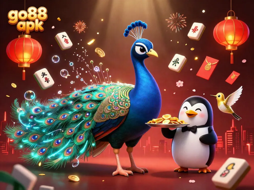 Engage with Go88 APK featuring vibrant characters and gaming elements in a luxurious casino setting.